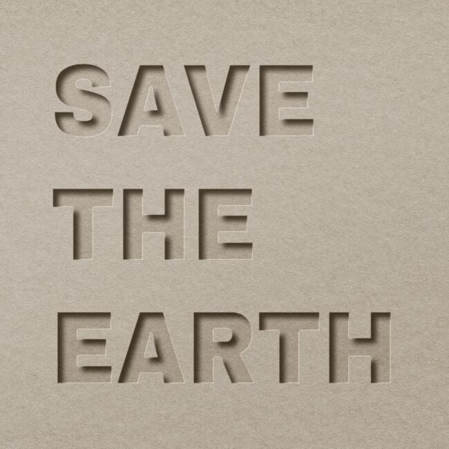 Save the earth text paper cut typography